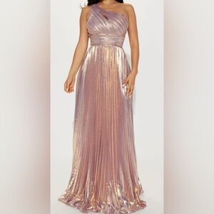 Fashion Nova Metallic Pink Maxi Dress